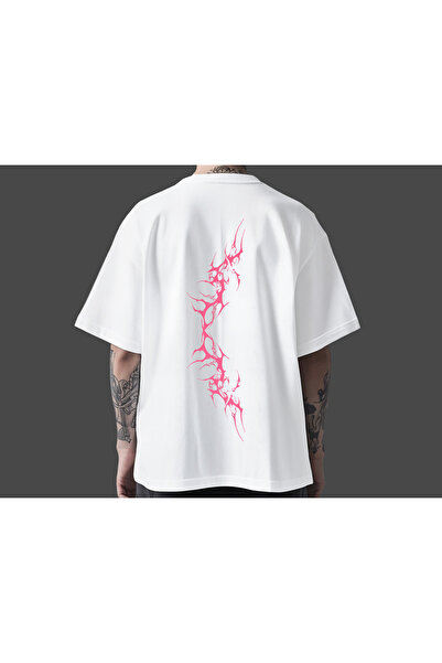 Koi Art Design Ροζ Αστραπή / Υπερμεγέθες Unisex Μπλουζάκι / 95% Βαμβάκι Κορυφ...