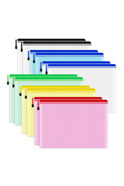 Blythornix A3 Size File Folders with Zipper, Plastic Mesh Bag Organizer with Zip, Pouch Document Paper Storage