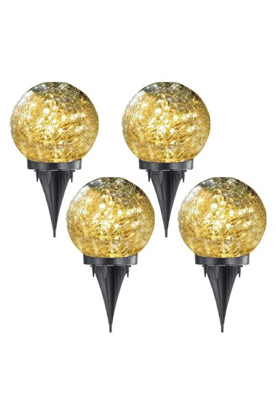 NEXTLY Solar-Powered Outdoor Glass Lights with Light Sensor, Set of 4, Warm White, Waterproof