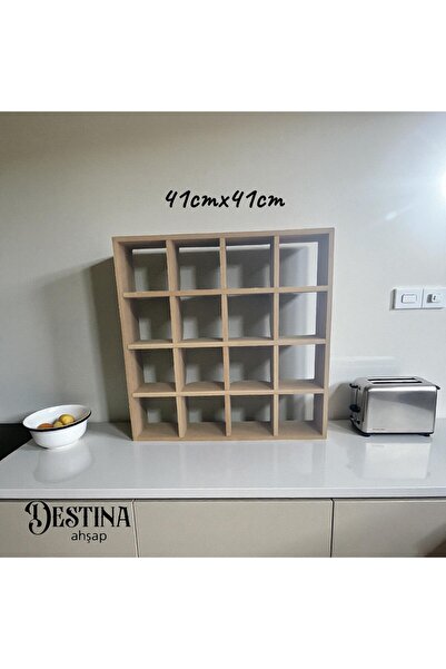 Destina Ahşap Tezgah Üstü Raf-Mutfak Rafı- Kupa, Fincan, Mug Rafı- Çok Amaçlı...