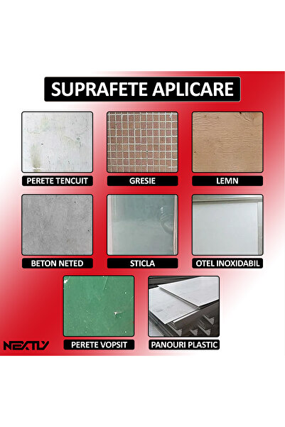 NEXTLY Tapet autoadeziv 3D, rezistent la apă și căldură, 70x70 cm, alb-roșu, set de 20