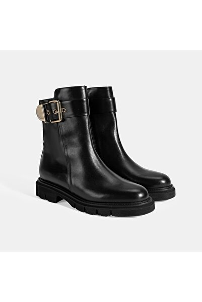Desa Luca Grossi Kadın Siyah Metal Tokalı Deri Bot