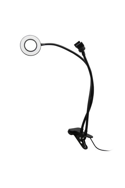 global fashion Кръгла LED настолна лампа със скоба и гъвкав държач за телефон...