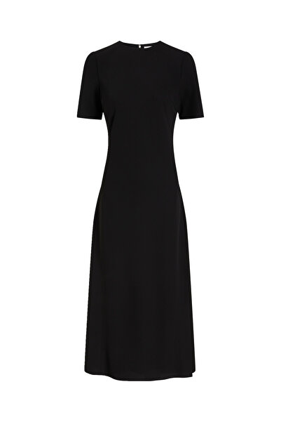 Calvin Klein Women Black Heavy Crepe Fit & Flare Midi Dress