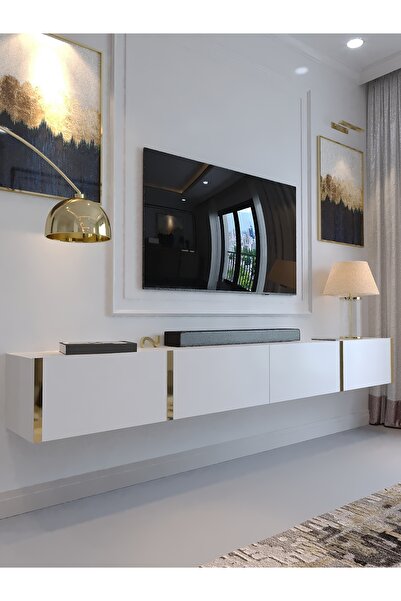 lullaby furniture KARNAVAL 240 CM DUVARA MONTE TV SEHPASI - GDM-1002-1 BEYAZ ...