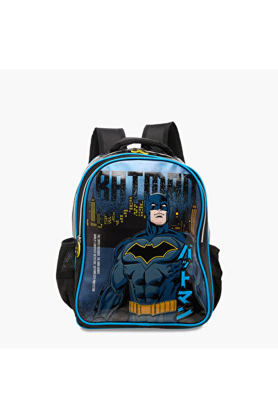 Warner Bros Batman Print Backpack with Adjustable Straps and Zip Closure