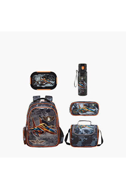 Juniors Printed 5-Piece School Backpack Set for Boys 5-8 Years with Lunch Bag...