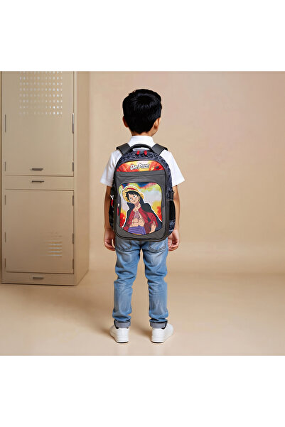 TOEI ANIMATION One Piece Print Backpack with Adjustable Straps and Zip Closure - 16 inches