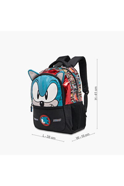 Sonic the Hedgehog Print Backpack with Adjustable Shoulder Straps - 16 inches