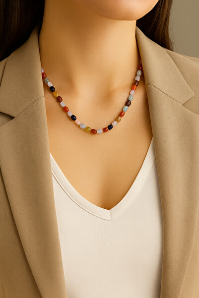 The Store of Ours قلادة نسائية من الأحجار الطبيعية المتنوعة – مع روح الألوان