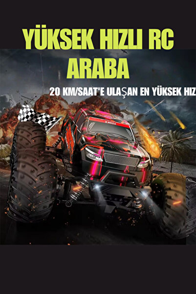 welcomein Oyuncak 2.4 Ghz Uzaktan Kumandalı Dev Teker 4X4 20 Km Hız Yapan Rock Crawler Araba Monster