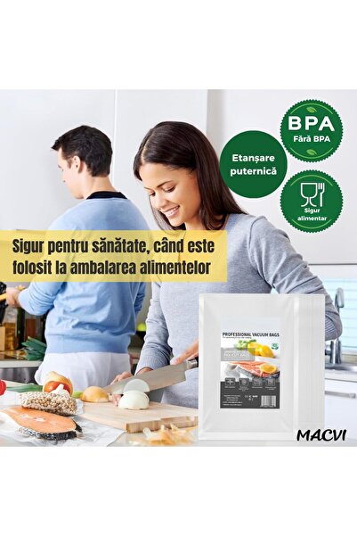 MACVI ® Vacuum Bags 15×20 cm, 50pcs, Reusable, Food & Freezer Safe