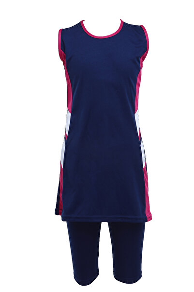 Haliç Mayo Children's Jersey Zero Sleeve Semi-Closed Swimsuit 4803 Navy Blue