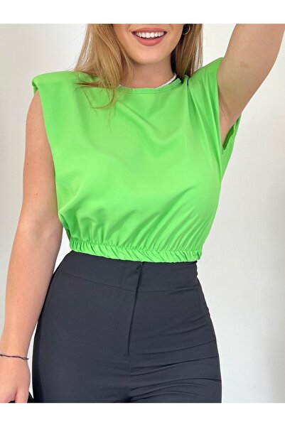 Genel Markalar Omuzları Vatkalı Beli Lastikli Bluz