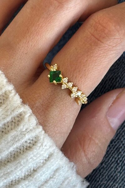 TAKIŞTIR Adjustable Steel Ring with Gold Color Stone Detail