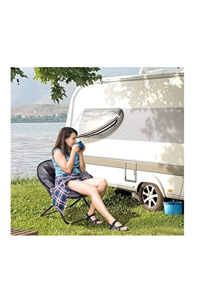 MACVI ® Moon Garden Chair, foldable, steel frame, comfy fabric, 78x13x78 cm, gray, portable.