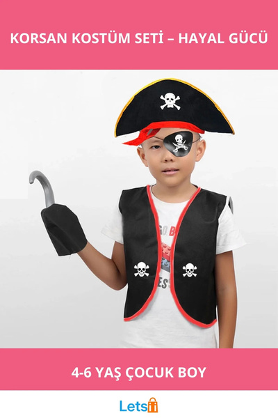 Letsii زي القراصنة المرح للأطفال من سن 4 إلى 6 سنوات |   مع إكسسوارات مثل الس...