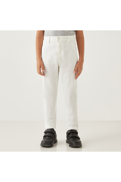 Juniors Solid Trouser with Button Closure and Pockets