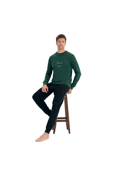 Over Sleep by Poleren Over Sleep 2224 Erkek Kışlık Interlok Pijama Takım