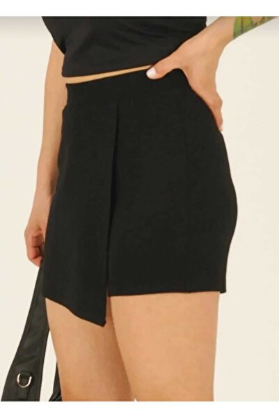 aly boutiqe Fit Asimetrik Kruvaze Mini Şort Etek