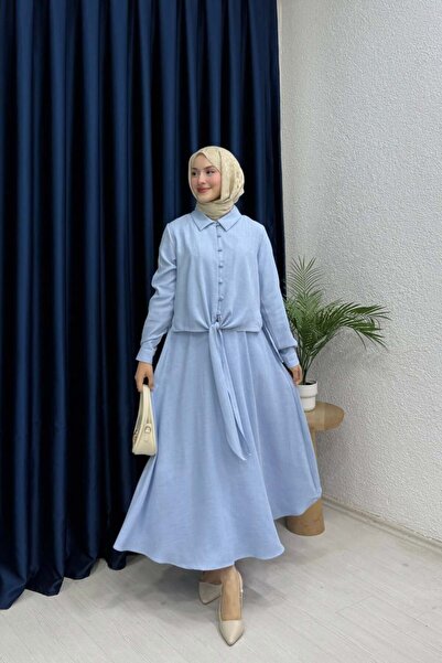 lurex moda Tie-Up Linen Skirt Suit