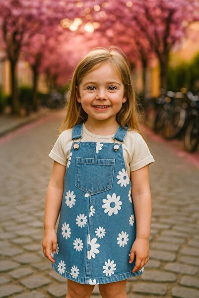 bubiee baby Papatya Desenli Kız Çocuğu Kot Jile