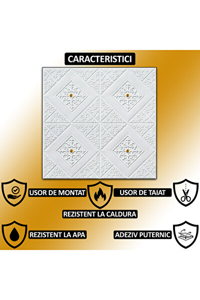 NEXTLY Panouri de perete impermeabile 3D autoadezive - Instalare ușoară, Auriu și Alb, Pachet de 20