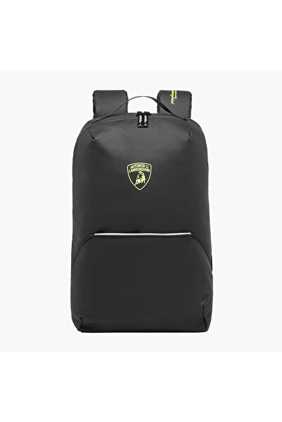 Lamborghini حقيبة ظهر مطبوعة بشعار مع أحزمة قابلة للتعديل وسحاب للإغلاق - 17 بوصة