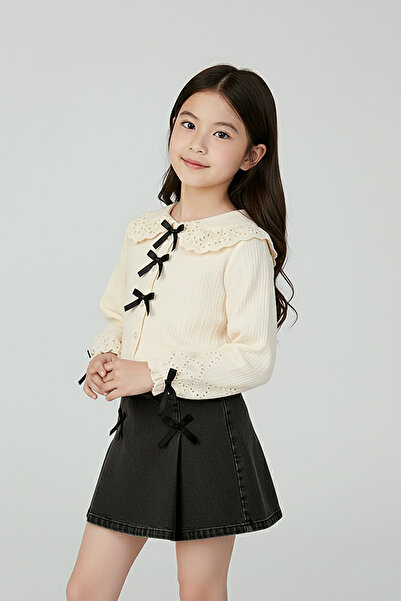 DMB BOYS & GIRLS Girl's Muslin Shirt Shorts Denim Skirt Set