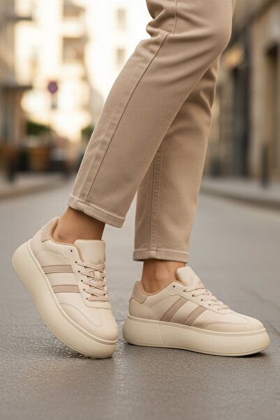 AYK'S Beige High-Soled Women's Sports Shoes Dvs-01 Z