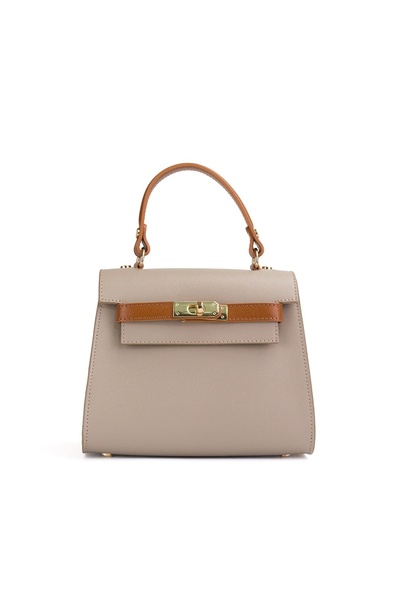 Posete Fagaras Thea Safiano Leather Purse - Cream - Cognac, 1 Compartment, 1 Pocket, Adjustable Strap max. 120 cm