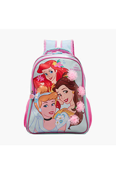Disney Princess Print Backpack with Adjustable Shoulder Straps and Zip Closur...