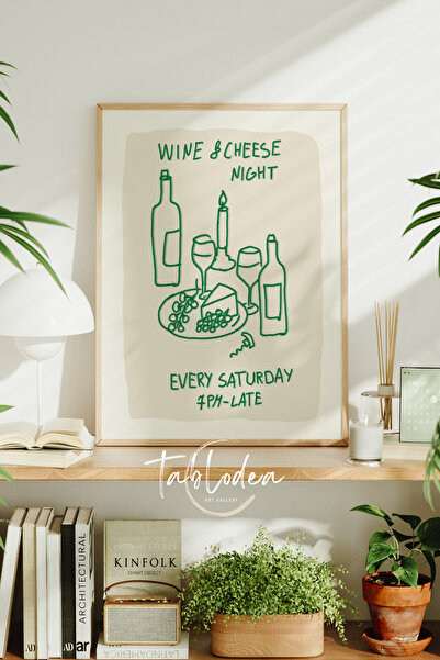 tablodea Veče vina i sira Minimalistički bar Dekor kuhinje Uramljeni poster S...