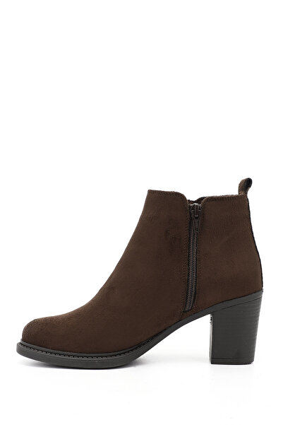 GÖNDERİ(R) Women's / Girls' Brown Suede Zippered Thick Heeled Boots