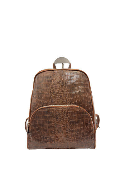 VETTA حقيبة ظهر جلدية منقوشة بنقش التمساح