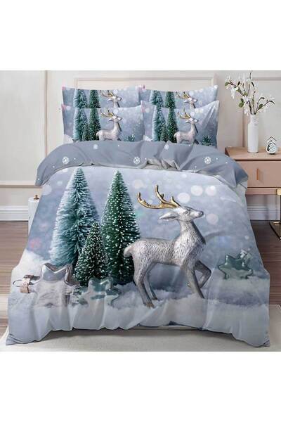 Patul Lenjerie de pat Craciun, Bumbac Finet, Pat Dublu, 2 Persoane, 6 Piese