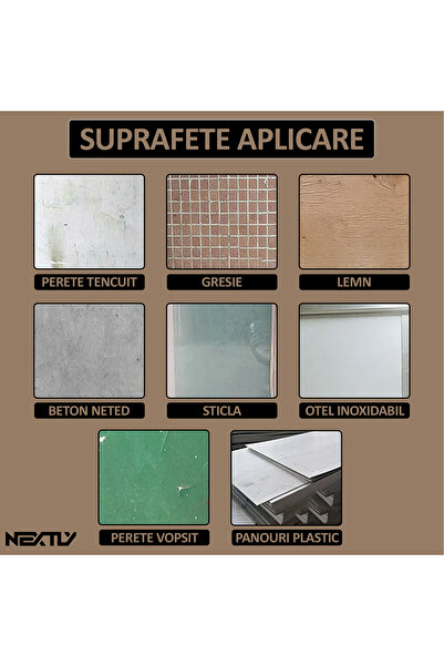 NEXTLY Αυτοκόλλητη ταπετσαρία 3D, μπρονζέ φινίρισμα, αδιάβροχη και εύκολη εγκατάσταση, σετ 50 τεμαχίων