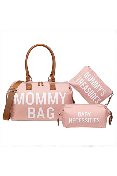 MACVI ® Mommy Bag with 2 pouches, multi compartments, ideal for maternity & travel, pink.