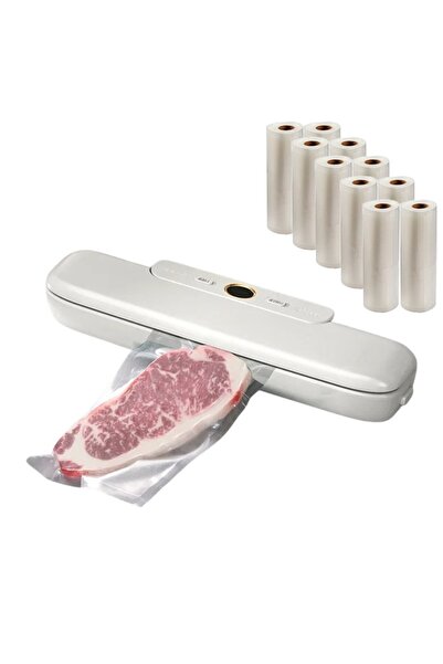 NEXTLY Mașină de sigilat în vid: Conservarea alimentelor umede/uscate cu 10 pungi, afișaj digital, 120W