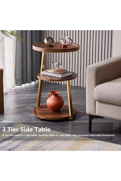 HXDream 3 Tier Side Table,Corner Table,End Table,Suitable for study, living room, bedroom 40*40*62CM