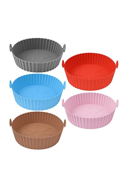 NEXTLY Silicone Bakeware Set of 5, BPA-Free, Non-Stick, Multicolor, for Air Fryers and Ovens, 16cm Diameter