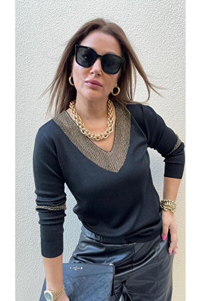 D LAVELLA YAKA VE KOL DETAYLI V YAKA BLUZ 12787