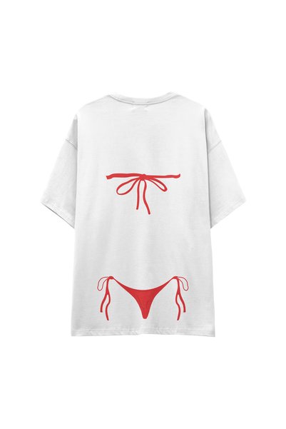 The Lucid Lab Red Bikini Oversize Tişört - Beyaz
