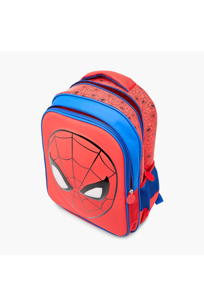Marvel Spider-Man Print Backpack with Adjustable Shoulder Straps and Zip Closure - 18 inches