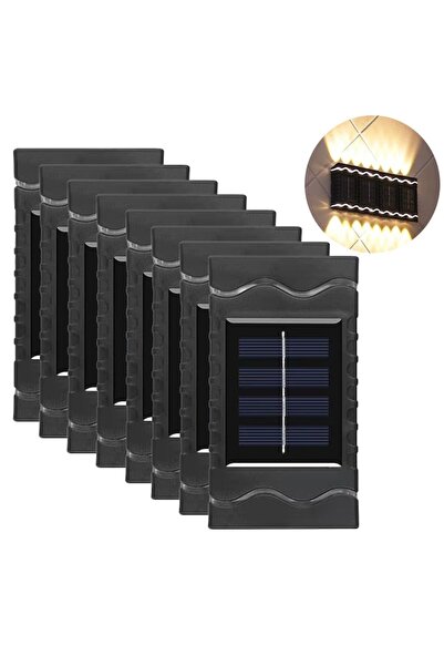 NEXTLY Solar Wall Lights Set - Modular Design, Light Sensor, Water-Resistant, Warm Glow, 8 Pack