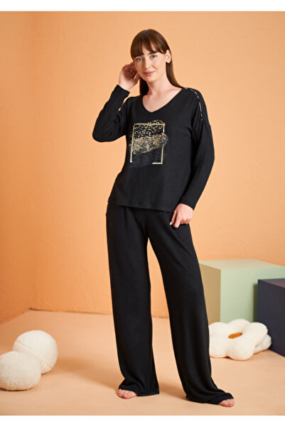 Pjs Pijama PJS KADIN V YAKA PİJAMA TAKIM