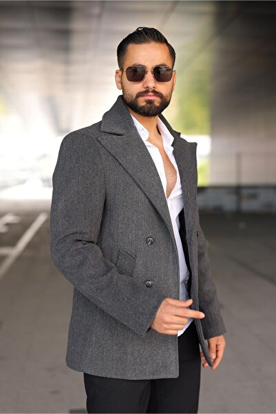 ronex Double-Breasted Collared Men's Cashmere Coat