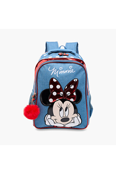 Disney Minnie Mouse Print Backpack with Adjustable Straps and Zip Closure - 1...