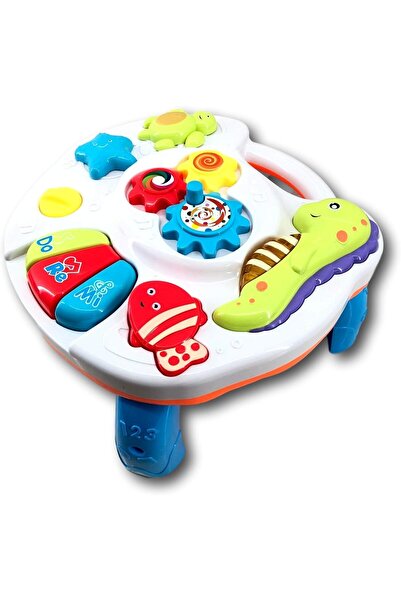 MACVI ® 2-in-1 Baby Musical Table with piano, lights, sounds, detachable, white-blue.