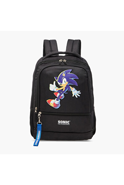 Sonic the Hedgehog Print Backpack with Adjustable Straps and Zip Closure - 18 inches